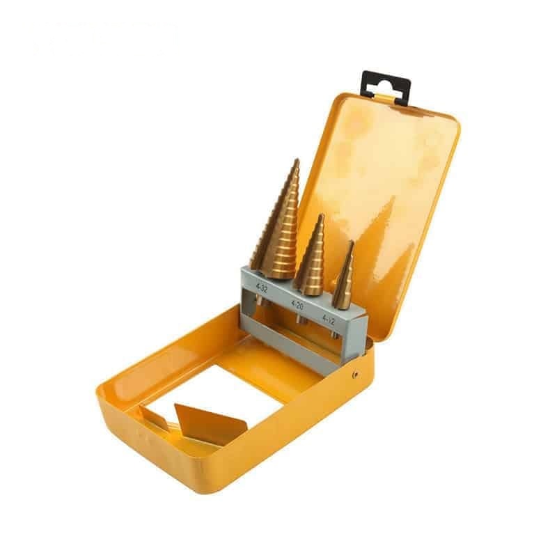 3PCS TITANIUM COATED STEP DRILL BITS SET - POWER TOOLS ACCESSORIES - AGC Tools Ghana