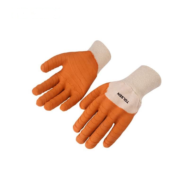 WORKING GLOVES (LATEX COATED ORANGE) - PPE - AGC Tools Ghana